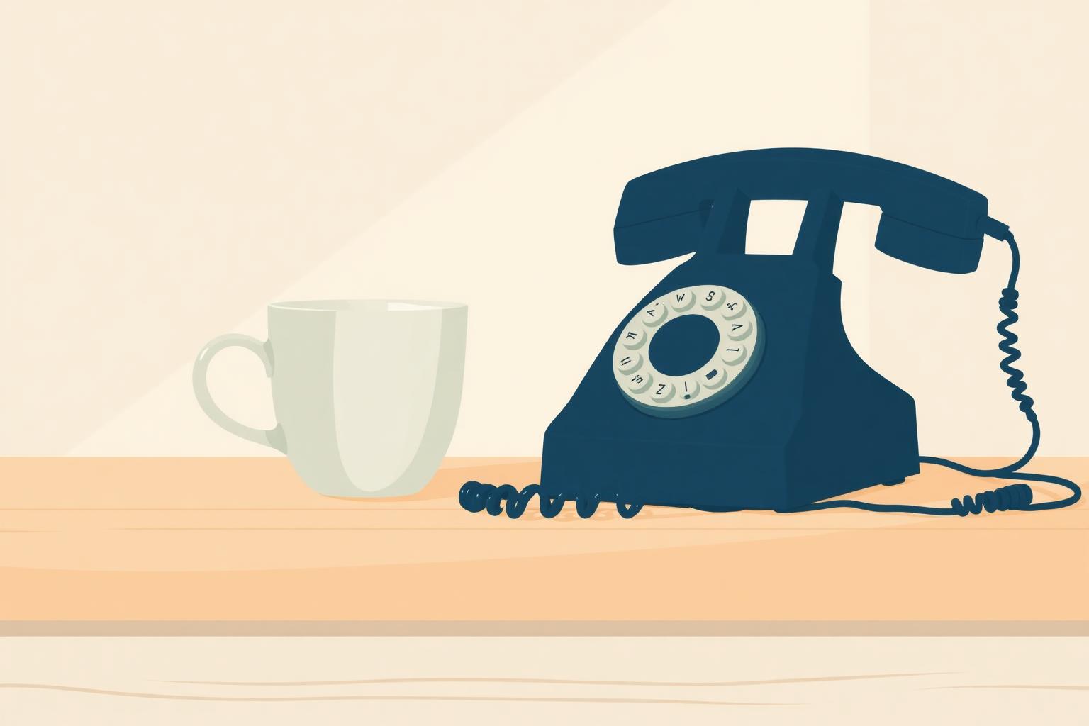 Abstract illustration of a phone handset outline within a soft circular field.